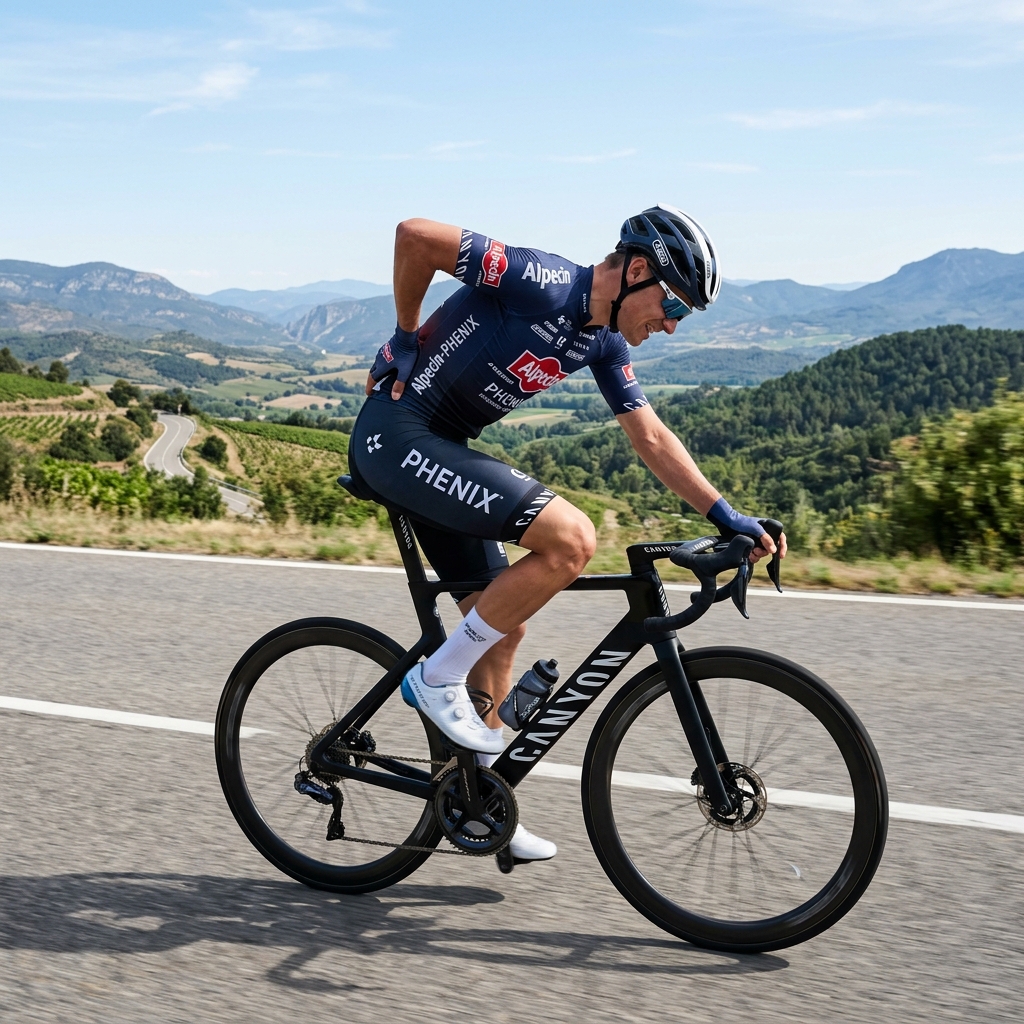 Cyclist with lower back pain during riding